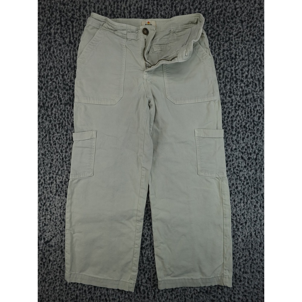 Marine Layer Cargo Pants Womens 6 Beige Wide Leg Utility Cotton Blend - Picture 1 of 13